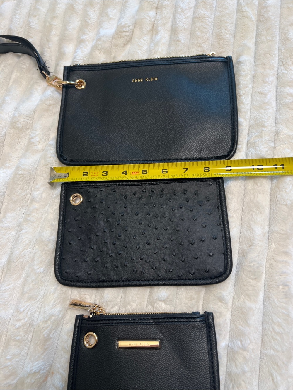 Anne Klein Black Leather like Wristlet Trio - 3-Piece Pouch Set - Picture 8 of 10